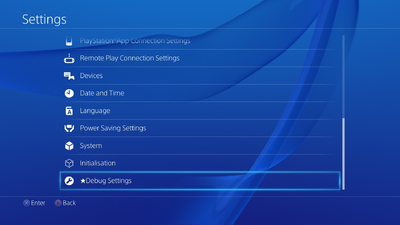 Debug Settings - PS4 Developer wiki