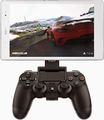 Xperia Z3 Tablet Compact PS4 White mounted on DualShock 4 playing DriveClub
